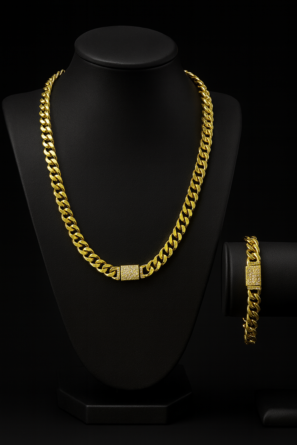 Set Cadena y Pulsera Cuban Link con Broche