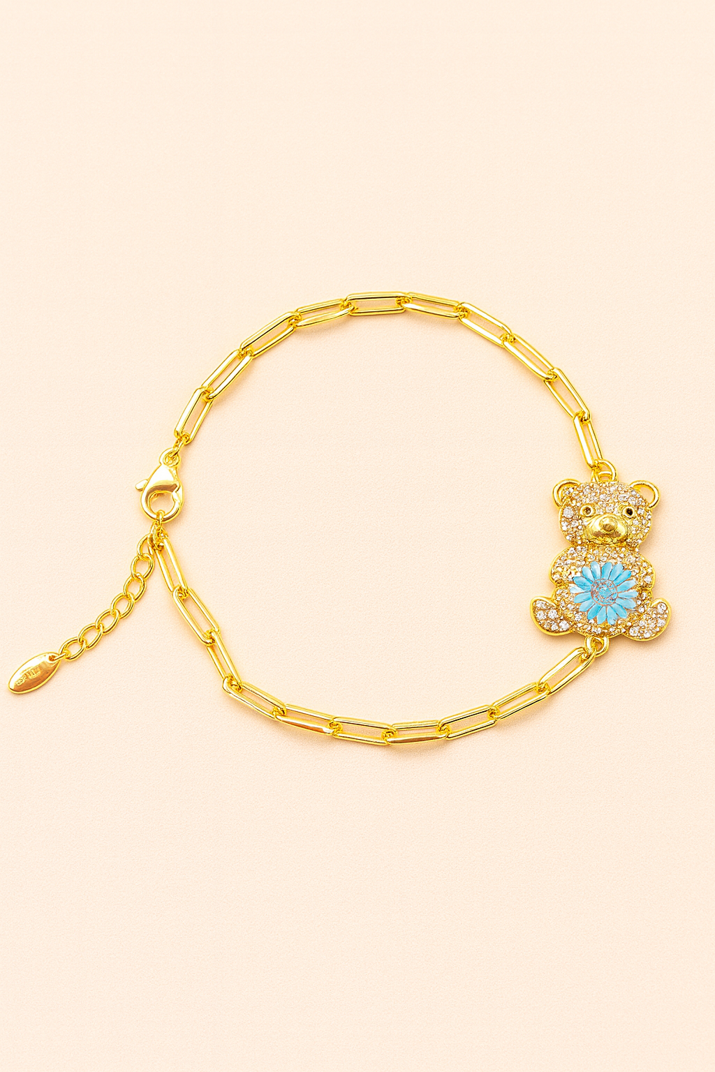 Pulsera Osito con flor azul