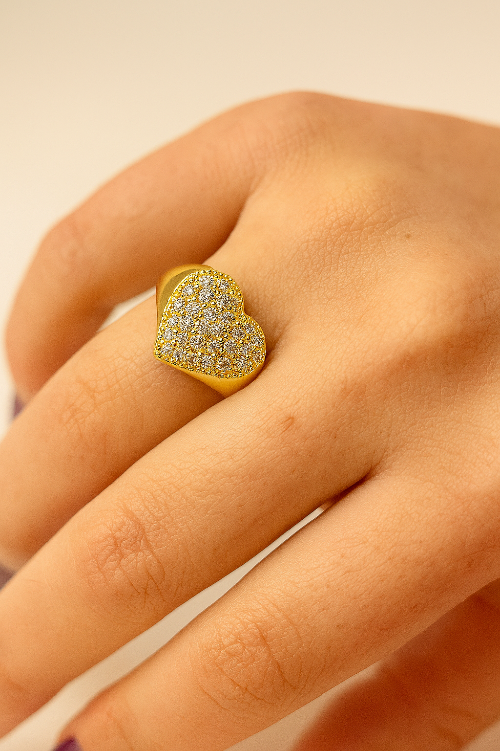 Anillo Corazón Grande Radiante