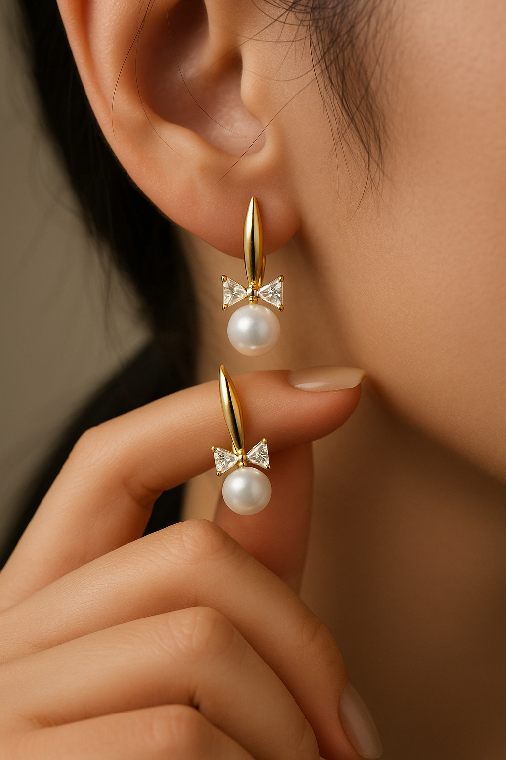 Aretes Moño con Perla