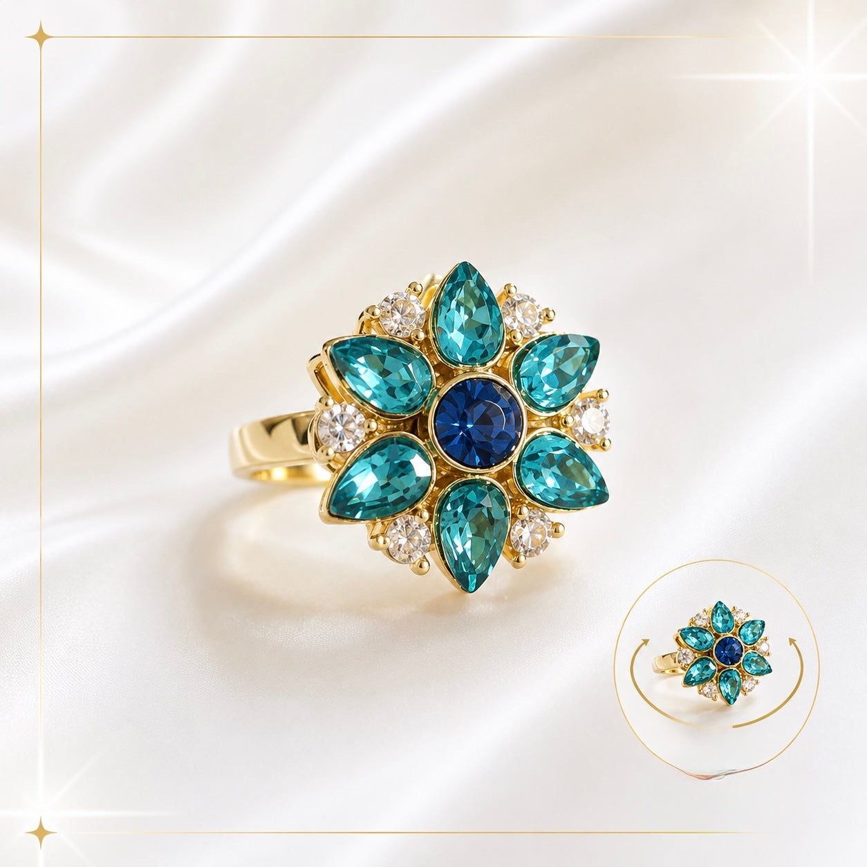 Anillo Flor Celestial Azul