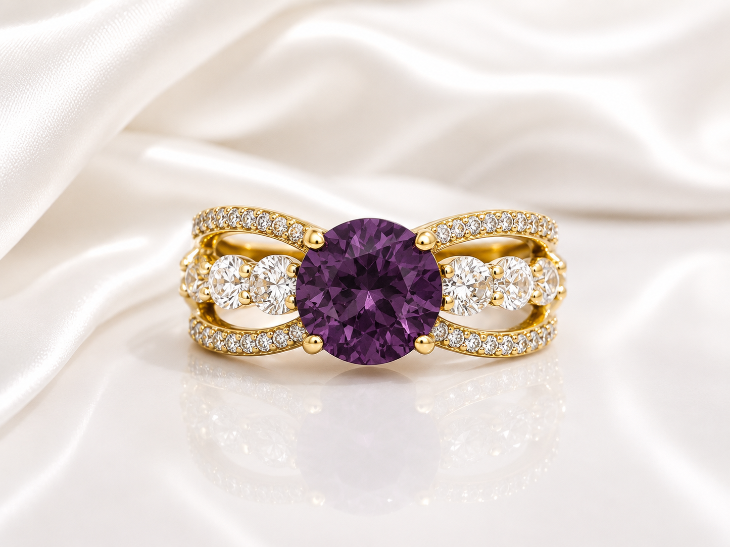 Anillo Con Zirconia y Piedras de Color