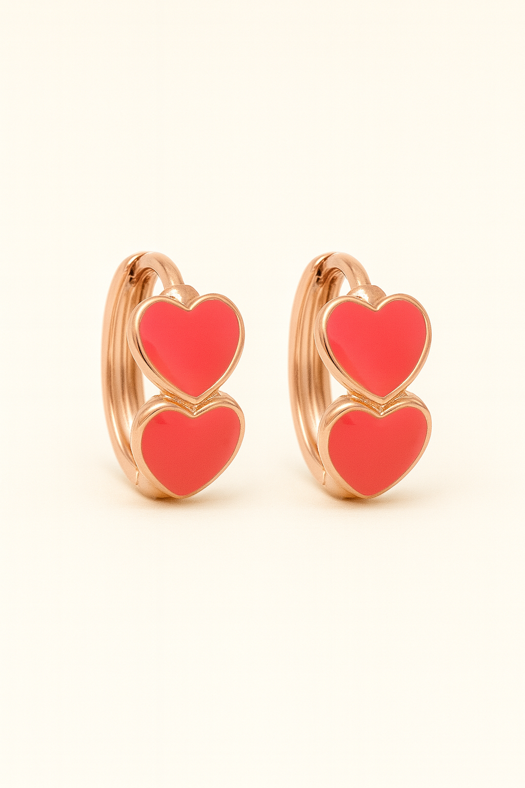 Aretes de dos Corazones Esmaltados