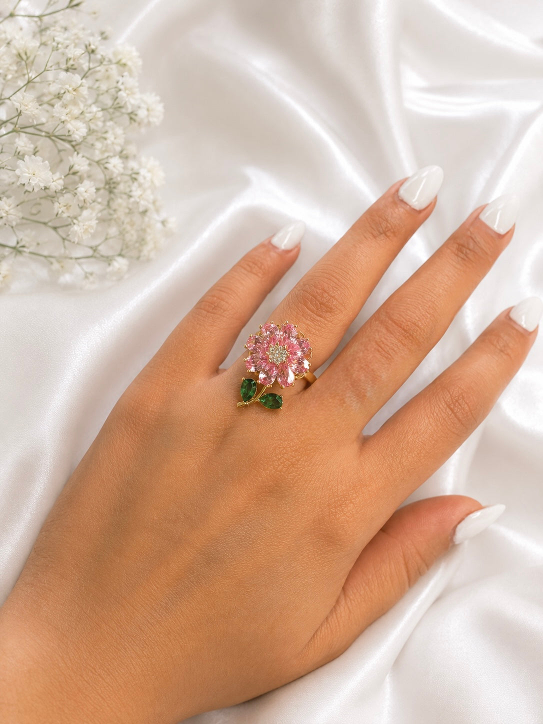 Anillo Flor Giratoria Pink Bloom
