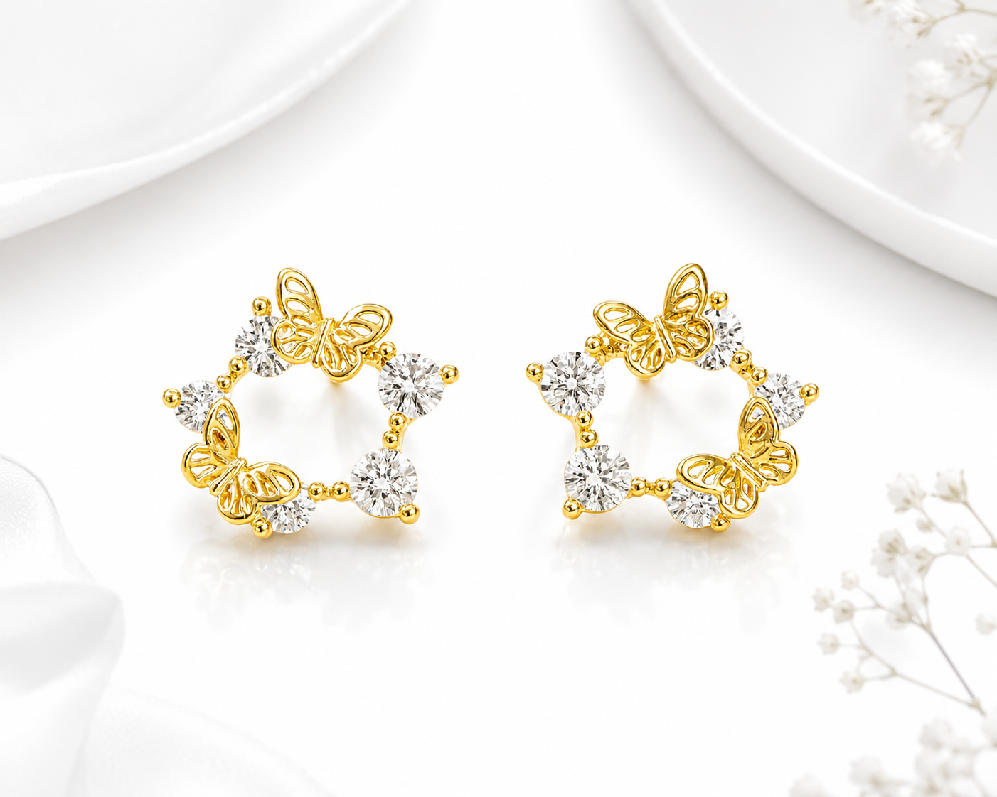 Aretes Maripositas con Circonias