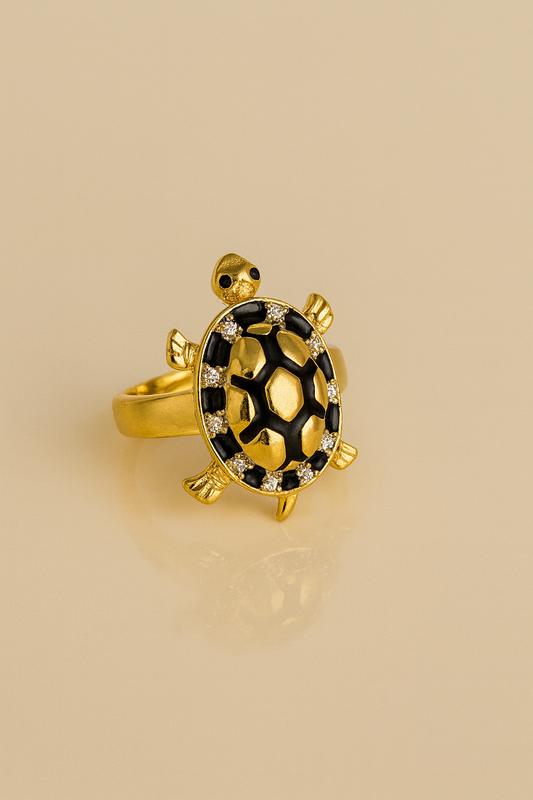 Anillo Tortuga Dorada y Negro