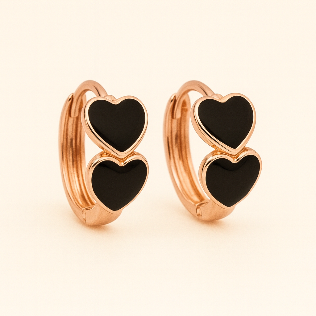 Aretes de dos Corazones Esmaltados