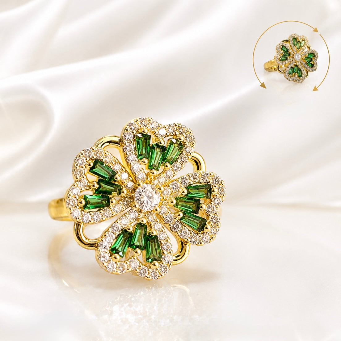 Anillo Trébol Esmeralda Luxury