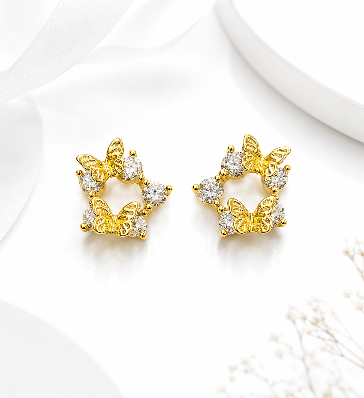 Aretes Maripositas con Circonias