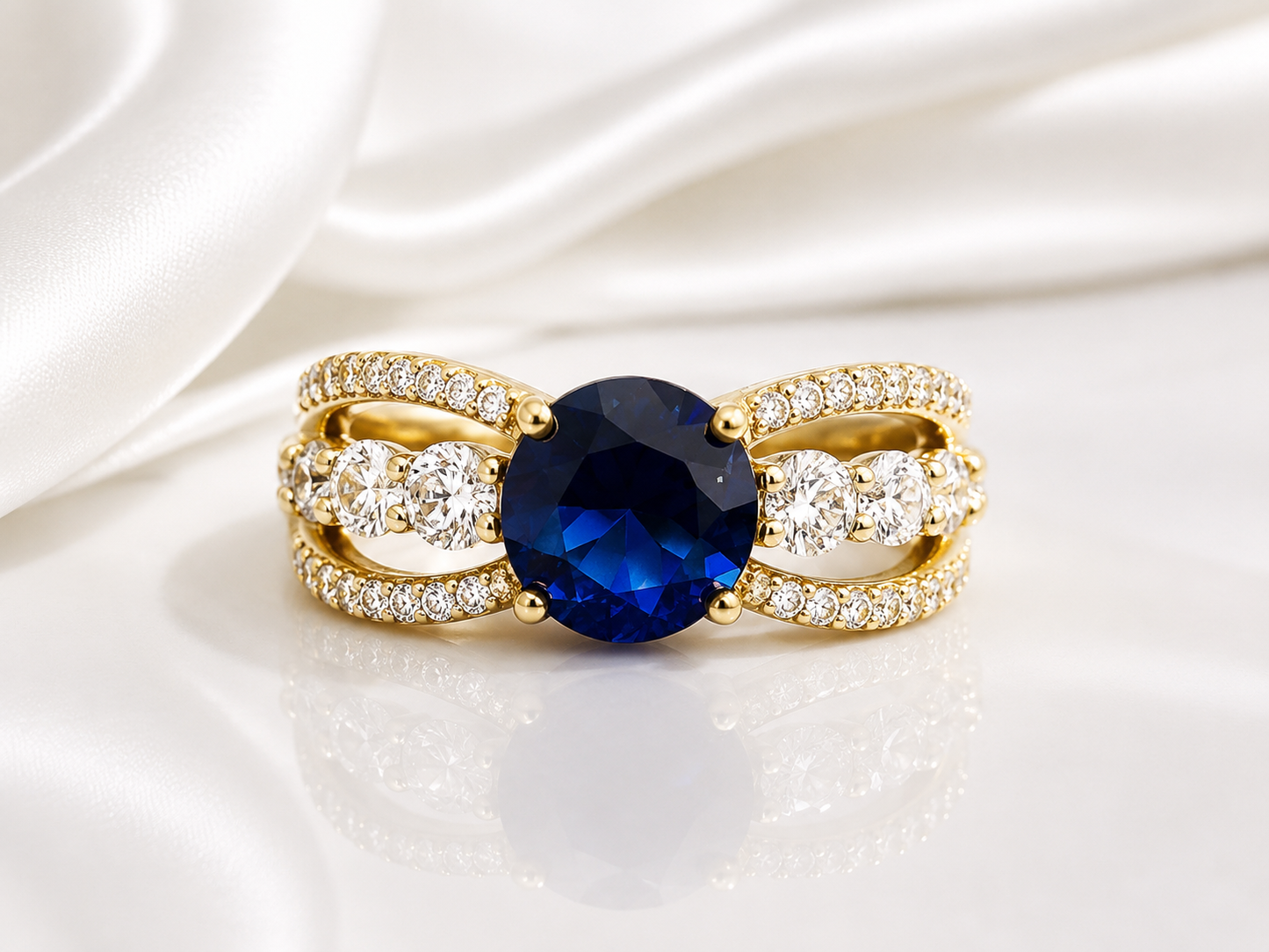 Anillo Con Zirconia y Piedras de Color
