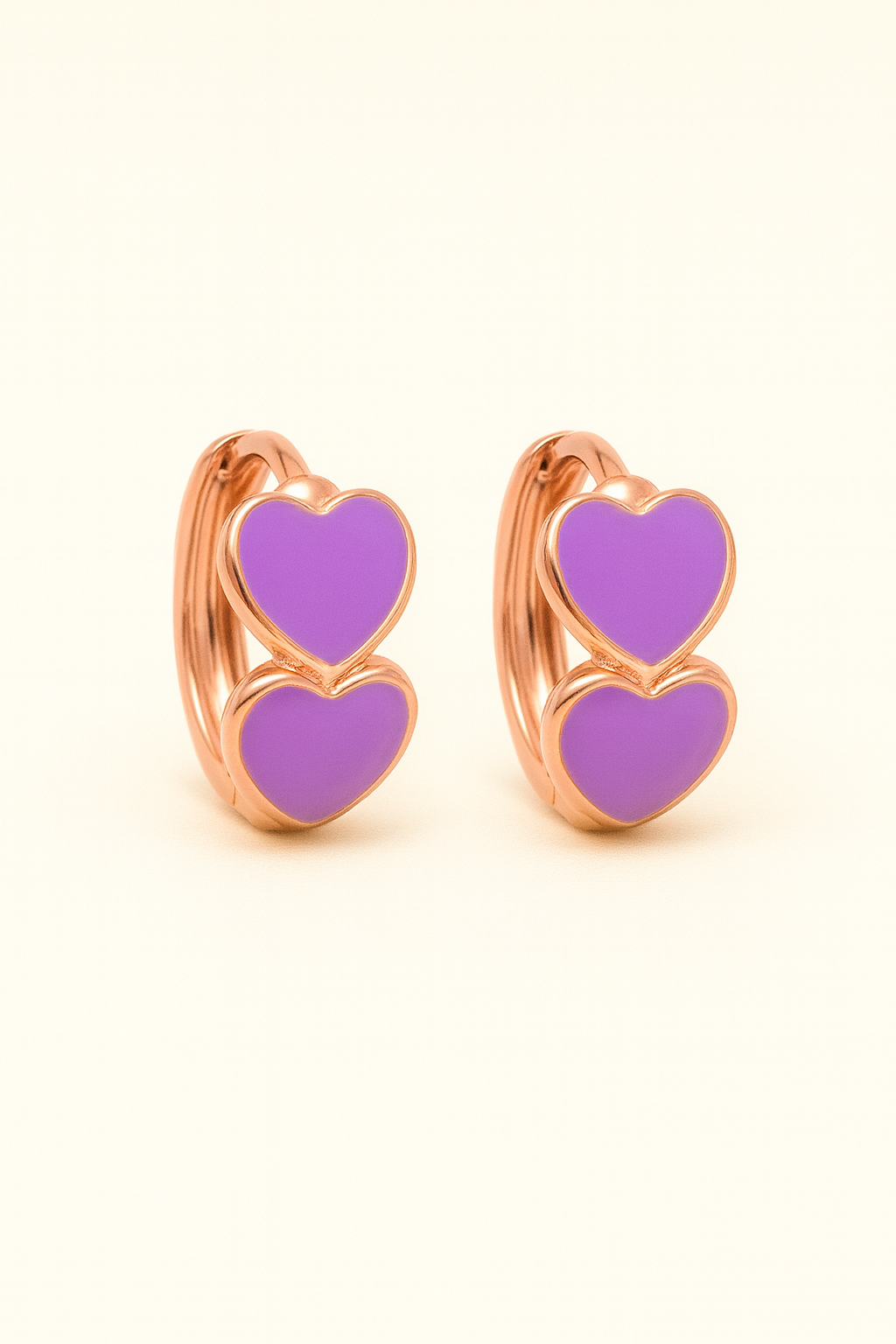 Aretes de dos Corazones Esmaltados