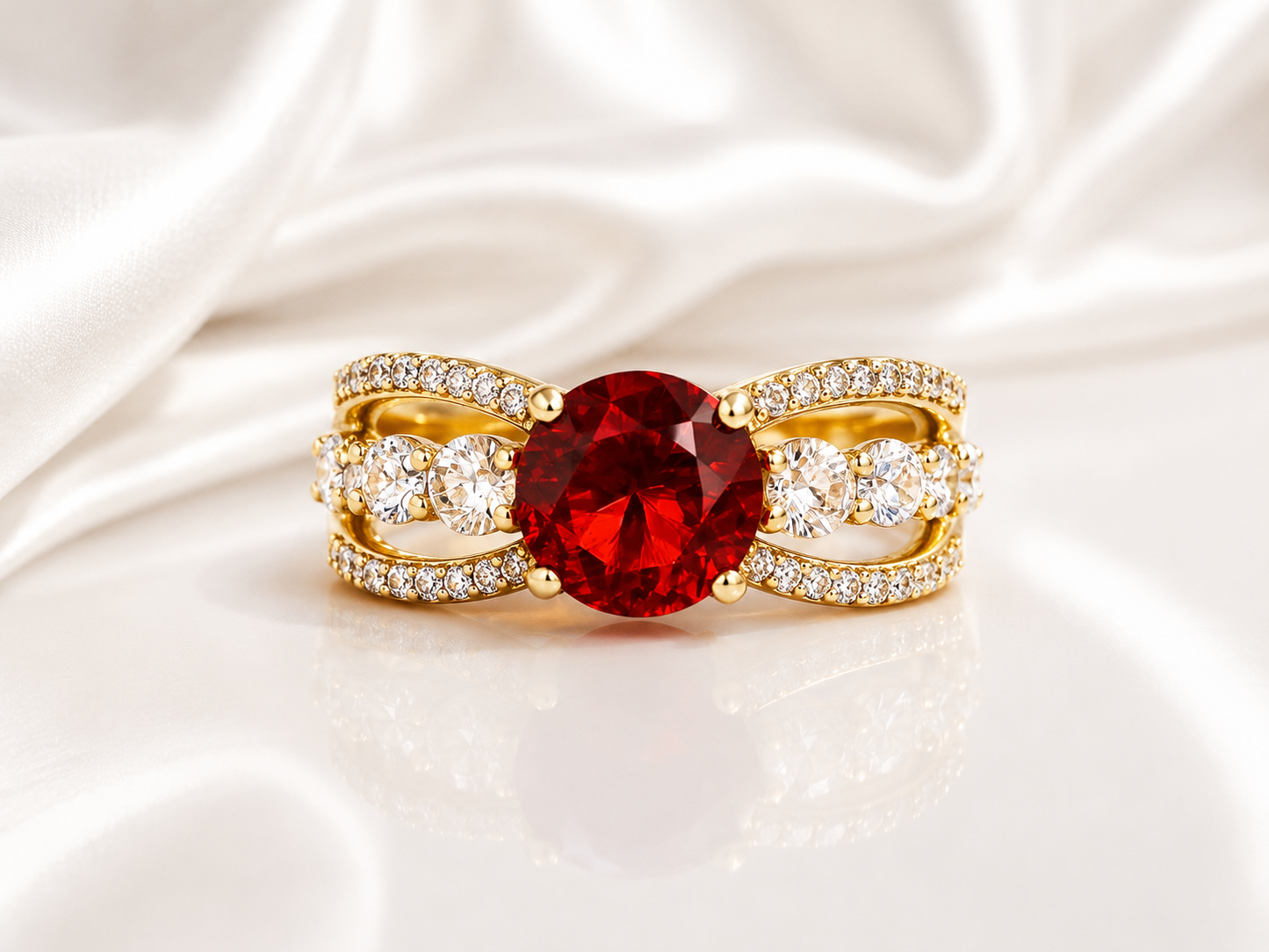 Anillo Con Zirconia y Piedras de Color