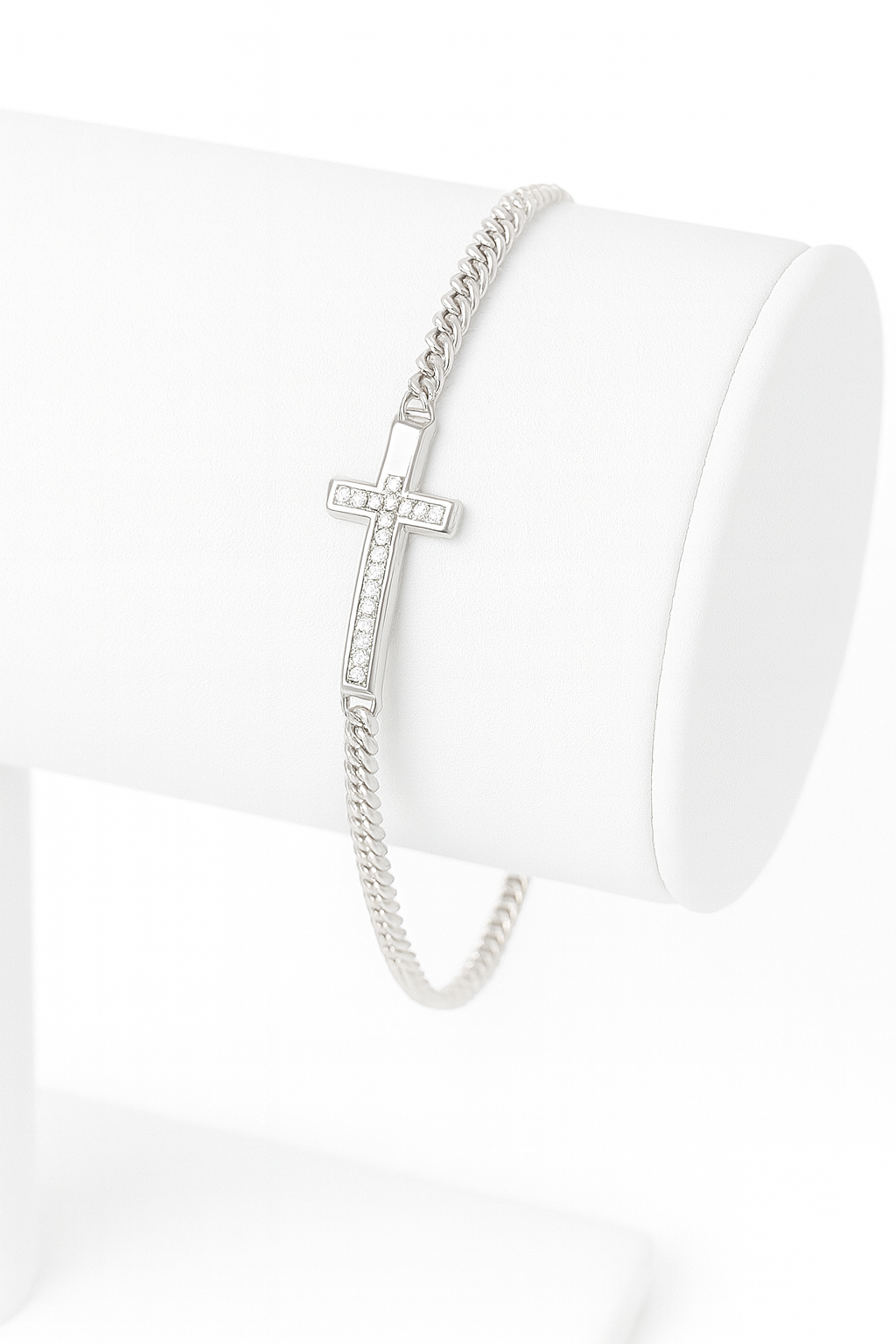 Manilla Devoción Elegante Silver con Cruz Brillante