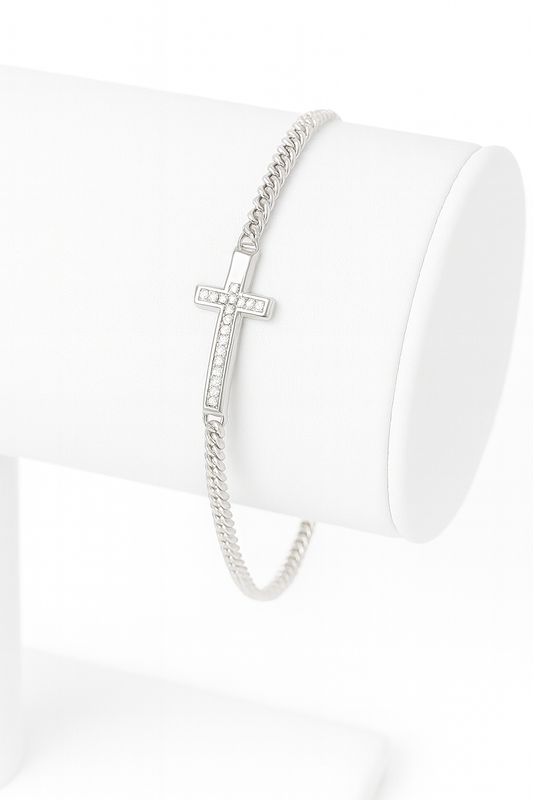 Manilla Devoción Elegante Silver con Cruz Brillante