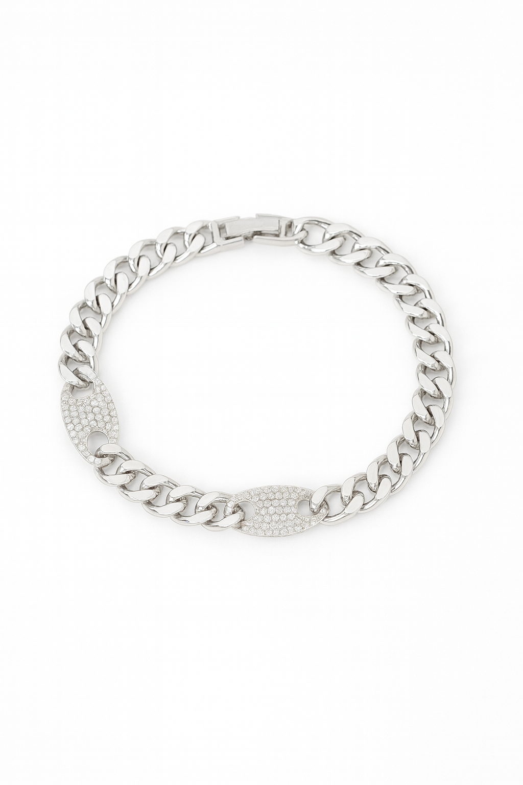 Manilla Cadena Glamour Silver con Eslabones Brillantes