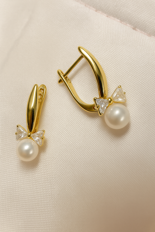 Aretes Moño con Perla