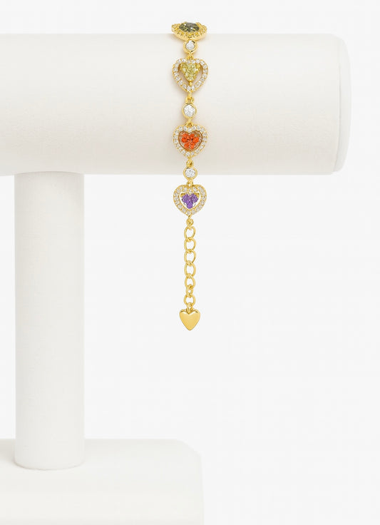 Pulsera de Corazones Arcoíris