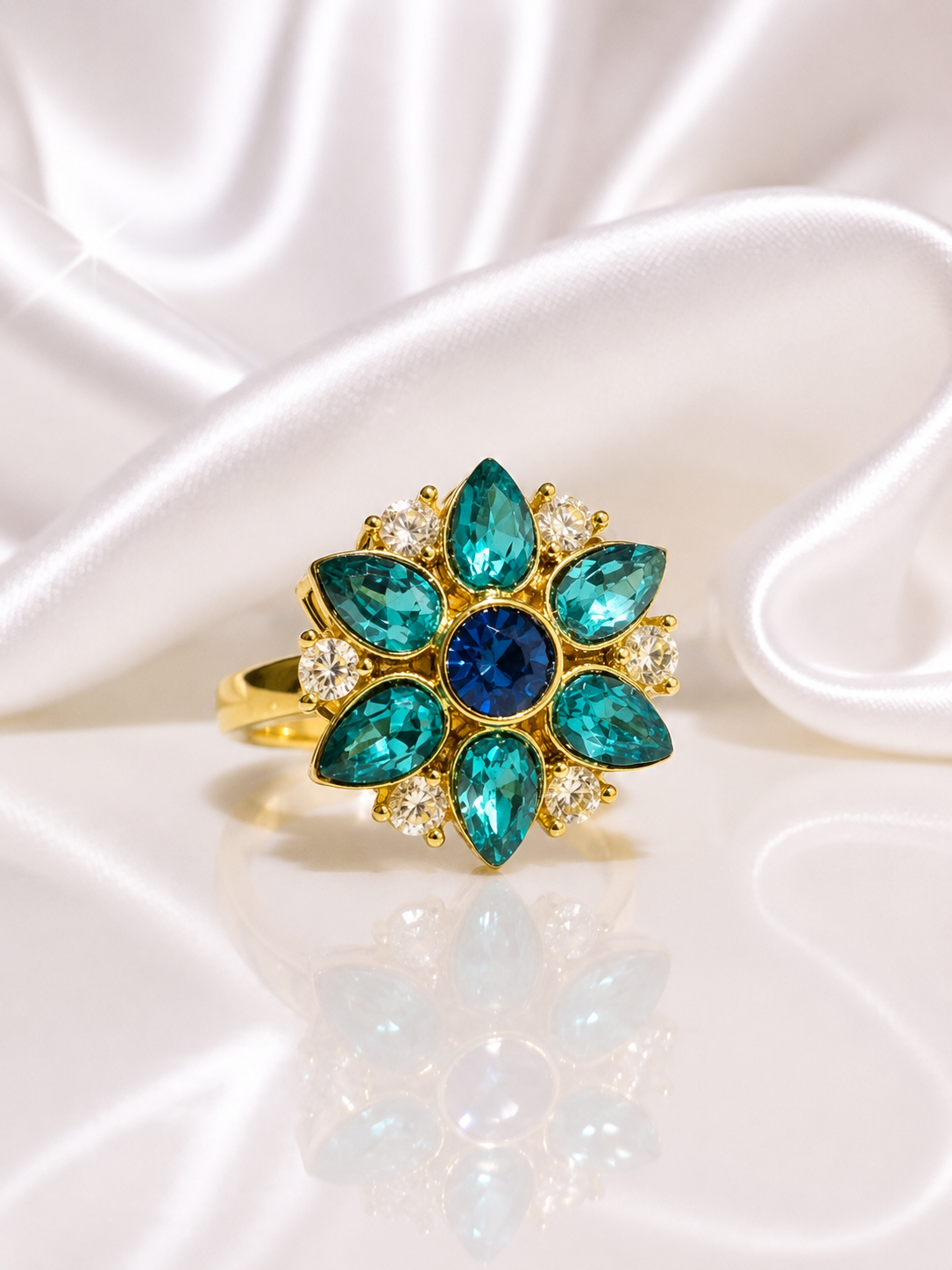 Anillo Flor Celestial Azul