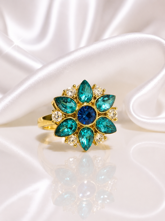 Anillo Flor Celestial Azul