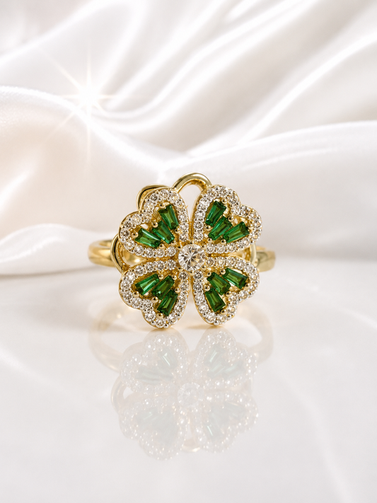 Anillo Trébol Esmeralda Luxury