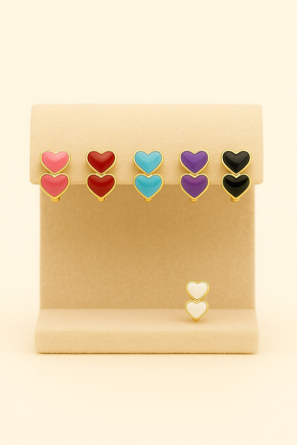 Aretes de dos Corazones Esmaltados
