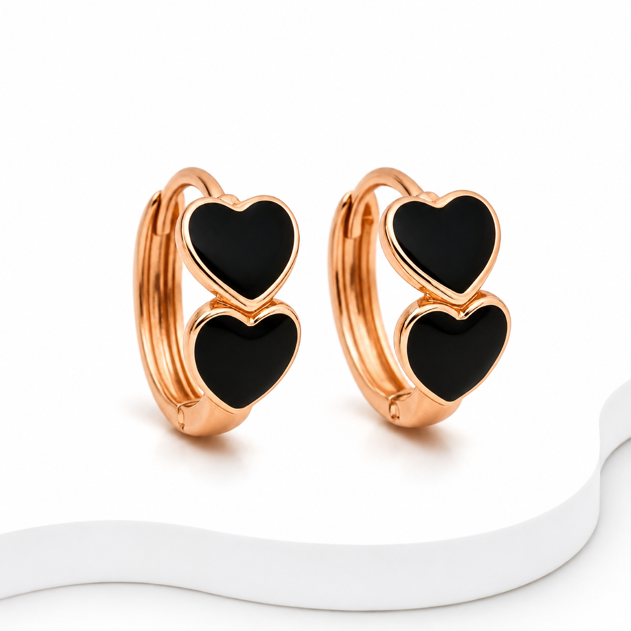 Aretes de dos Corazones Esmaltados