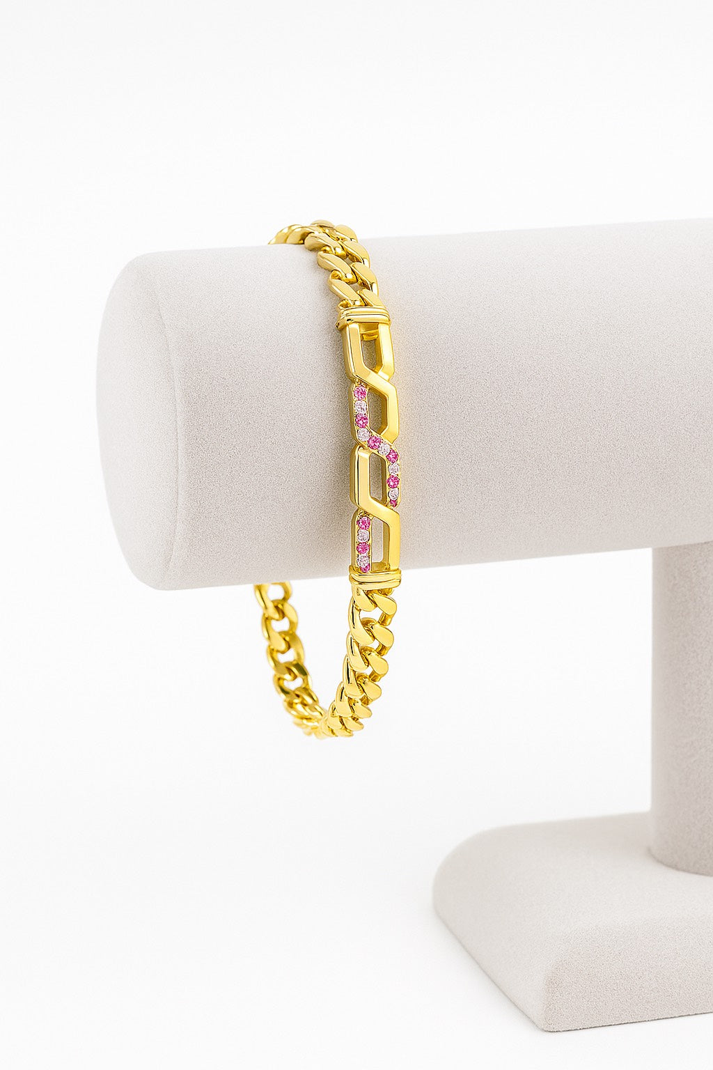 Pulsera Dorada Cubana con Detalles Rubí