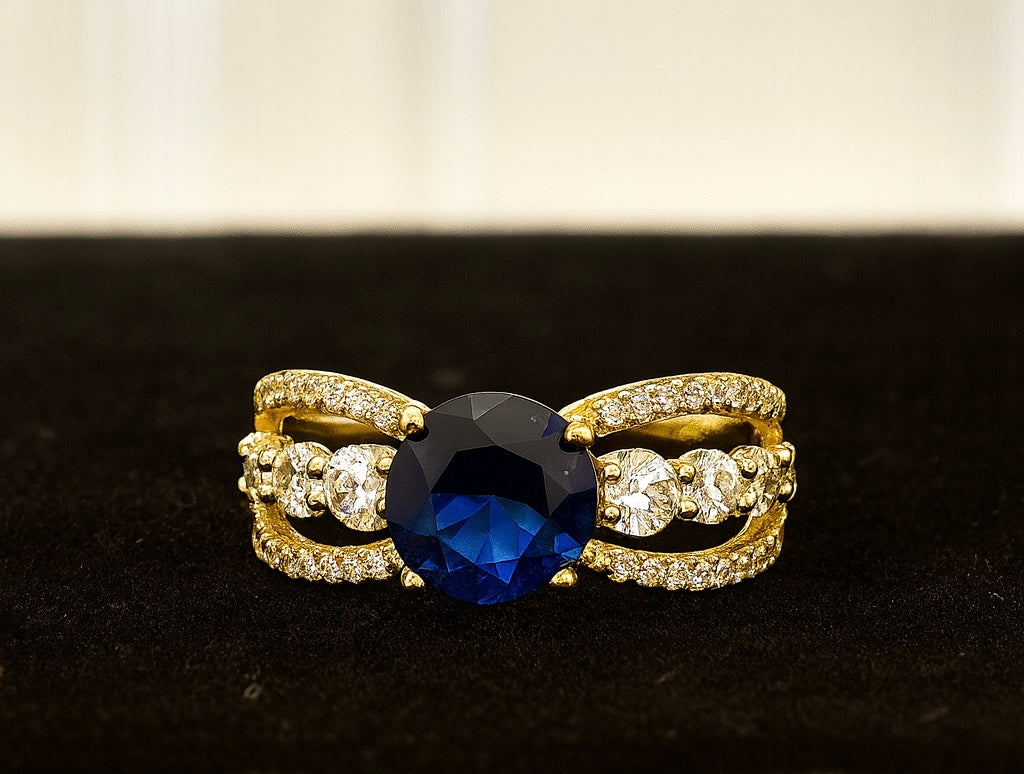 Anillo Con Zirconia y Piedras de Color