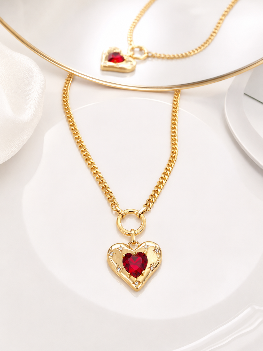 Cadena Corazón Ruby Luxury