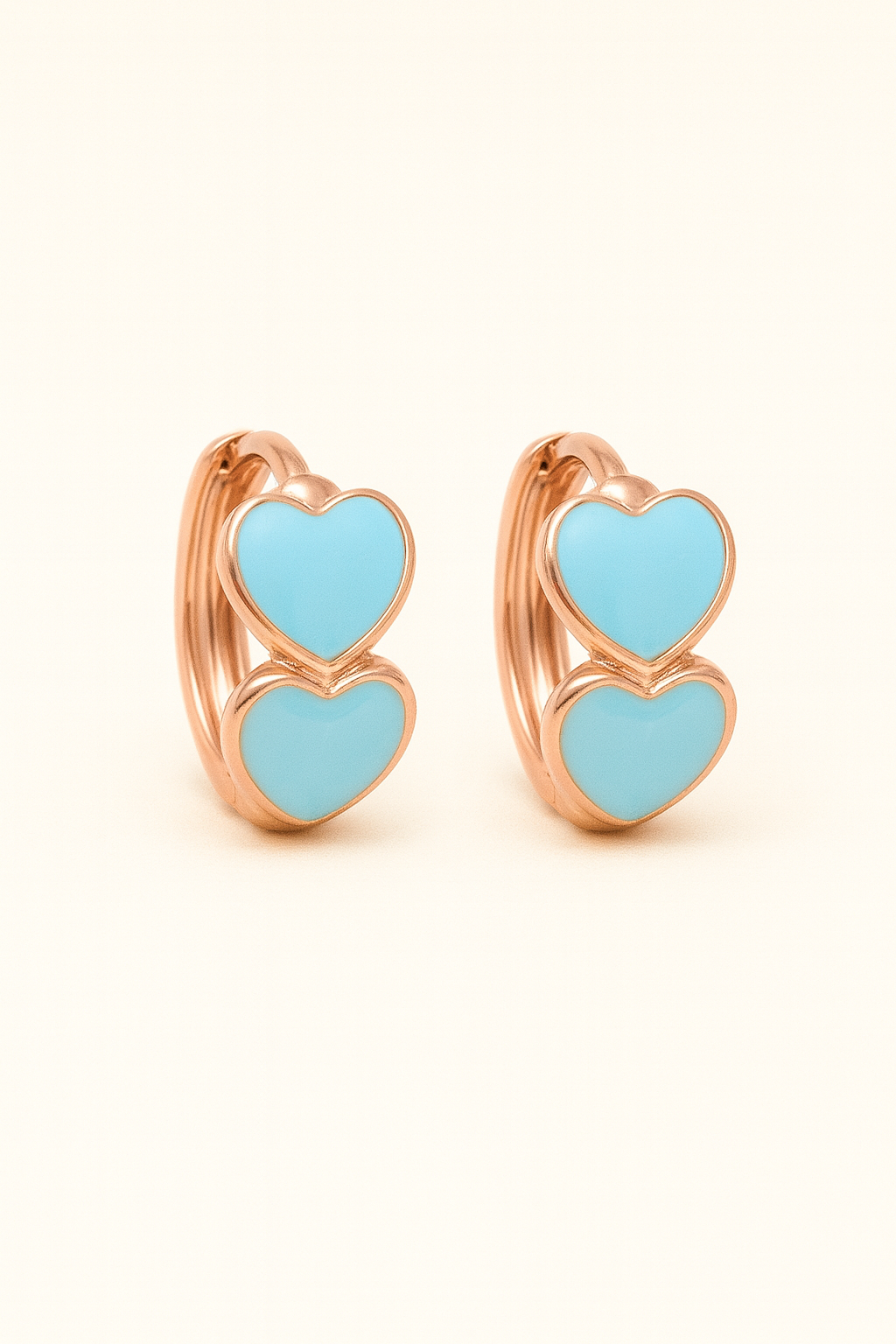 Aretes de dos Corazones Esmaltados