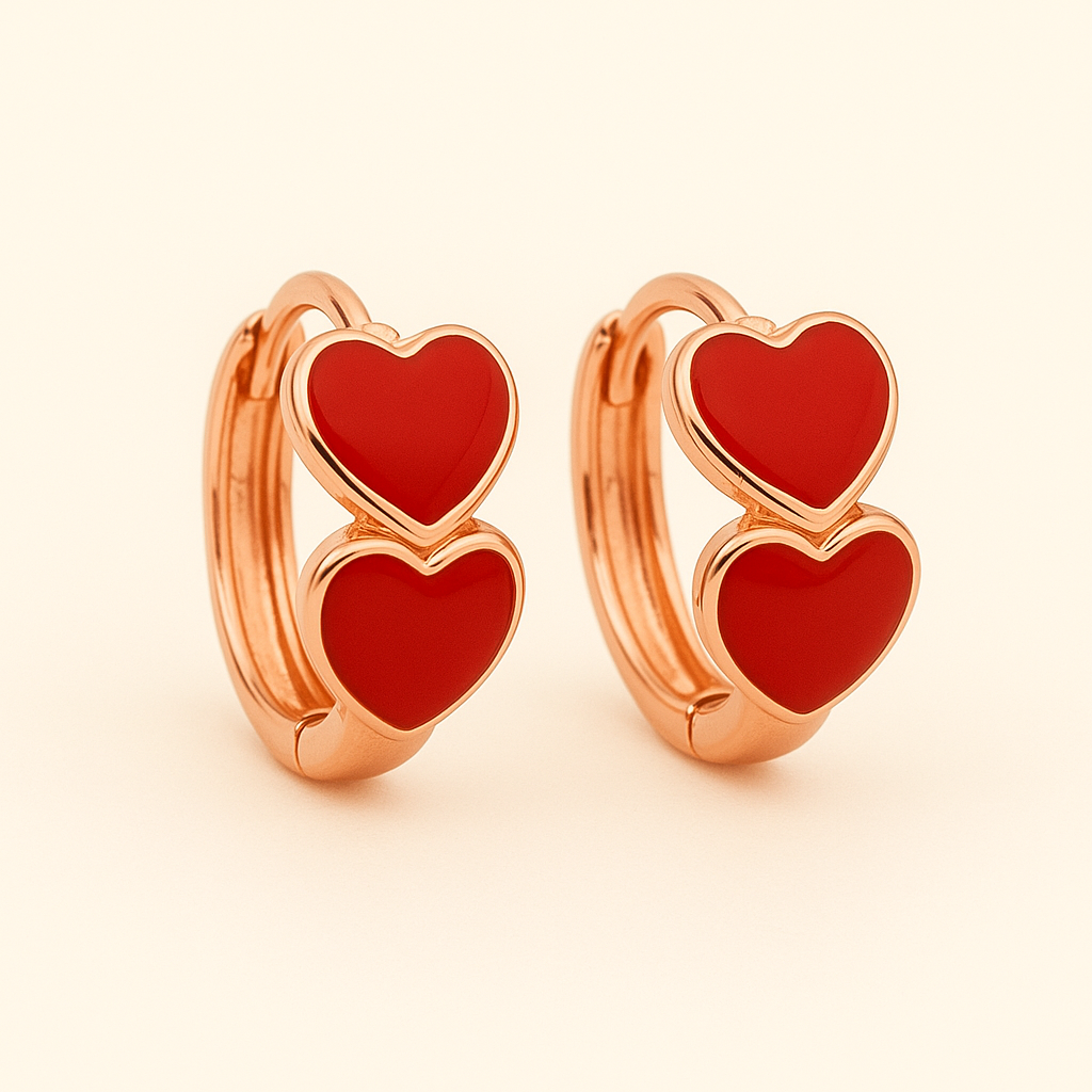 Aretes de dos Corazones Esmaltados