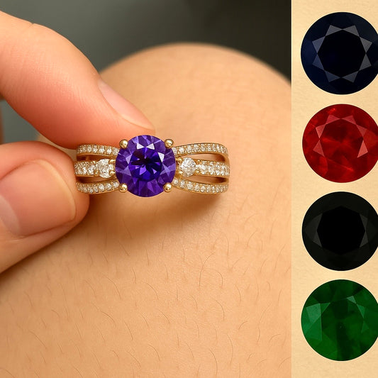 Anillo Con Zirconia y Piedras de Color