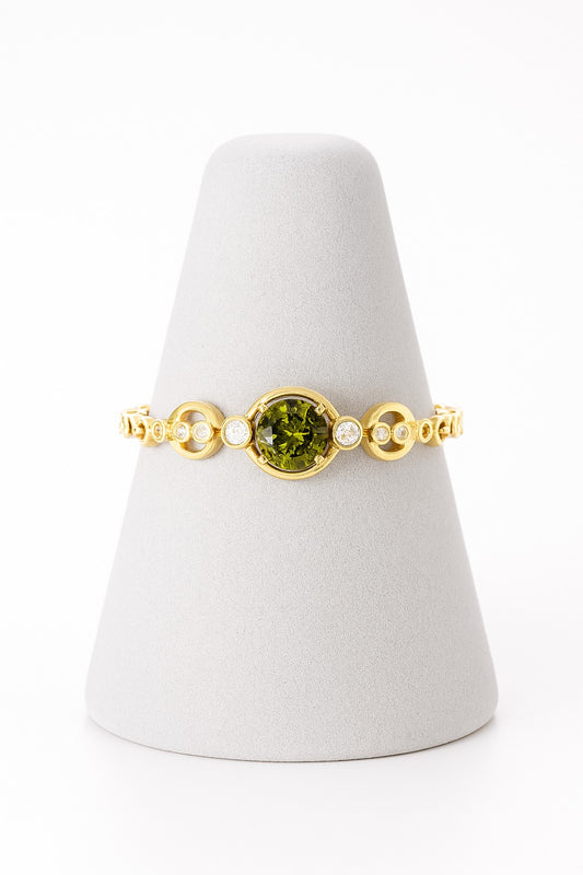 Pulsera Dorada con Piedra Verde