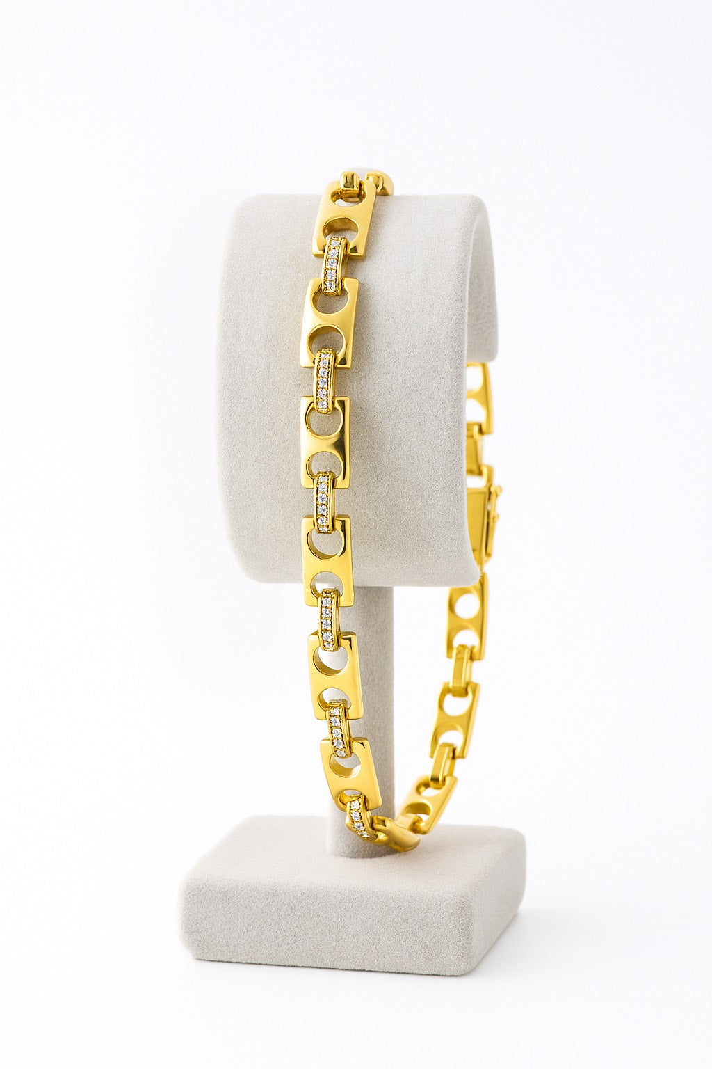 Pulsera Dorada Tipo Enlace Circular y Cuadrado