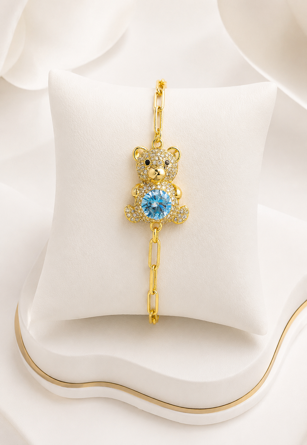 Pulsera Osito con flor azul