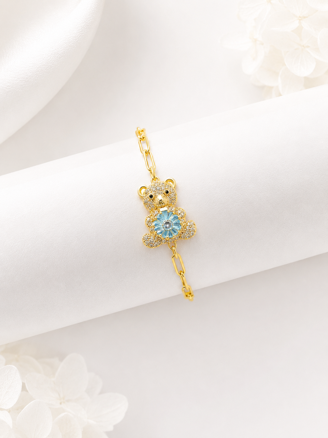 Pulsera Osito con flor azul