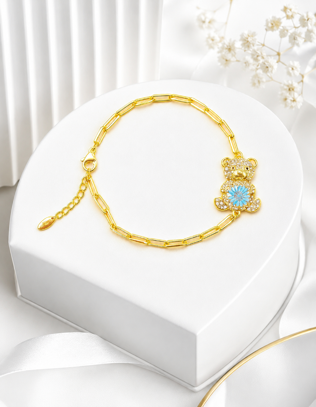 Pulsera Osito con flor azul