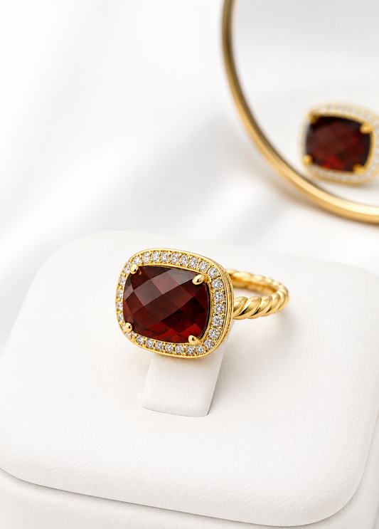Anillo Elegancia Carmesí roja