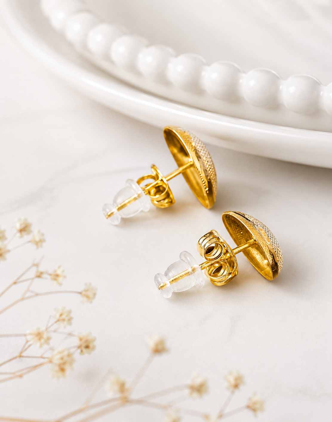 Aretes Lágrima Tricolor en Oro Laminado