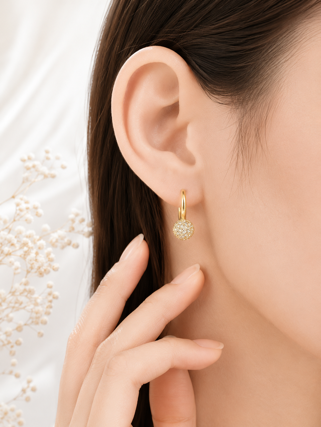 Aretes Bola Elegante Brillante