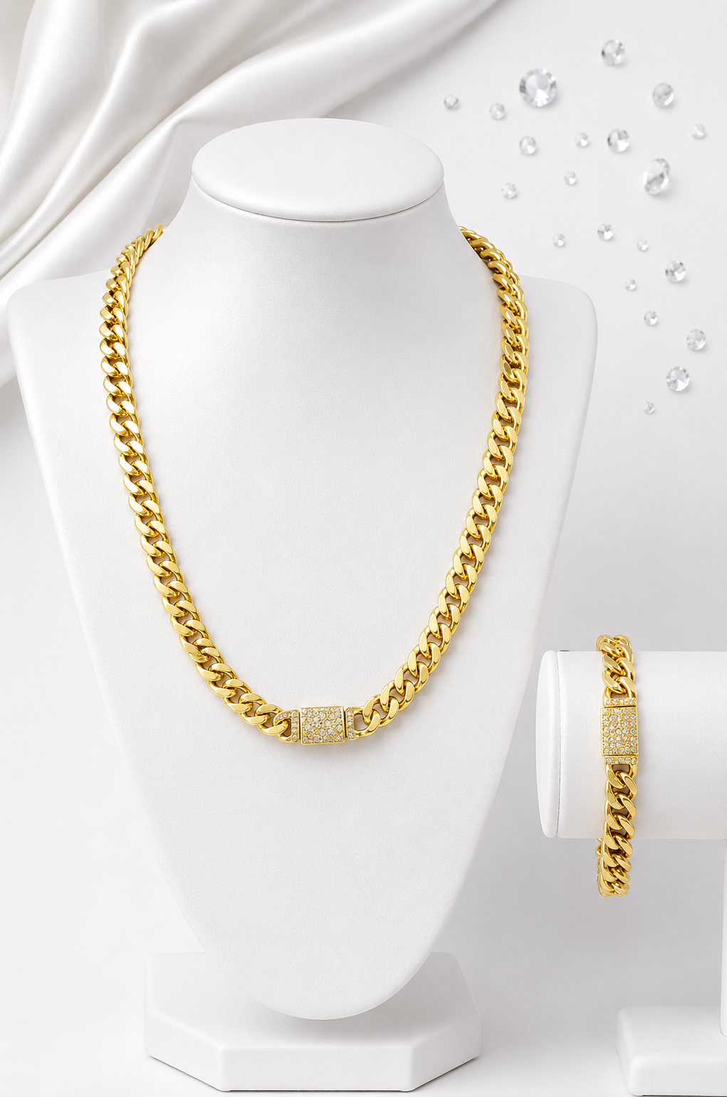 Set Cadena y Pulsera Cuban Link con Broche