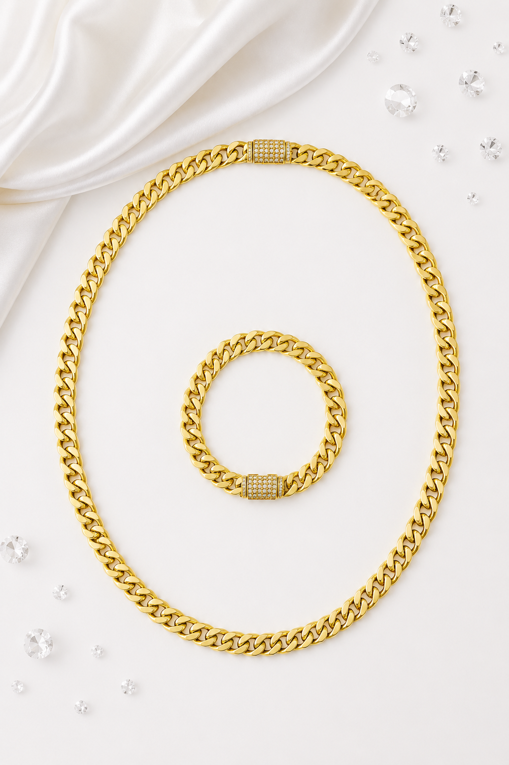 Set Cadena y Pulsera Cuban Link con Broche