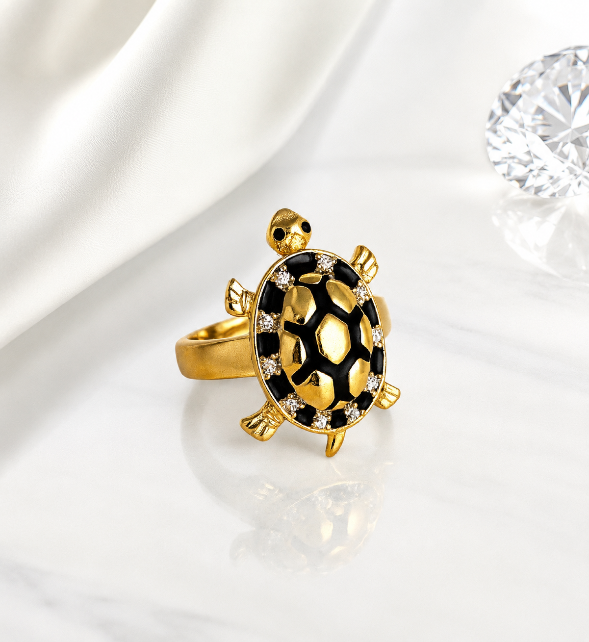 Anillo Tortuga Dorada y Negro