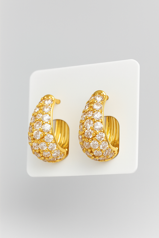 Aretes Aro Dorado con Circonias Brillantes
