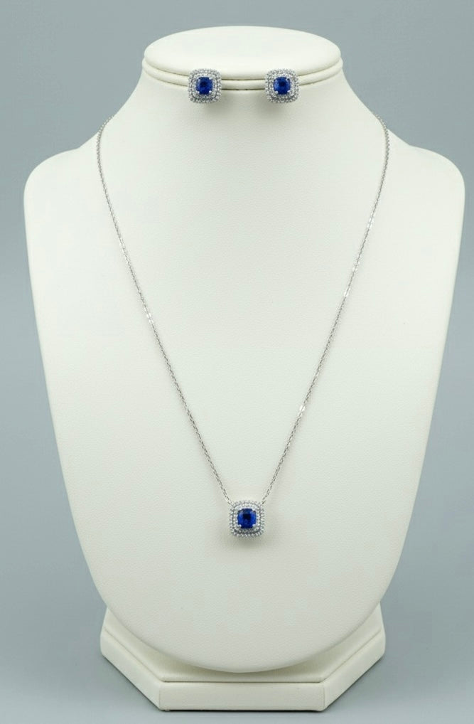 Set Elegancia Azul con Baño de Plata