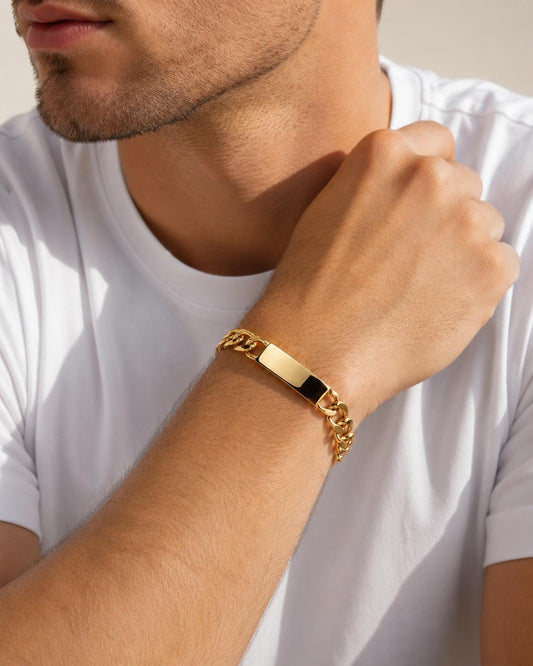 Manilla de Placa  Lisa Oro laminado14k