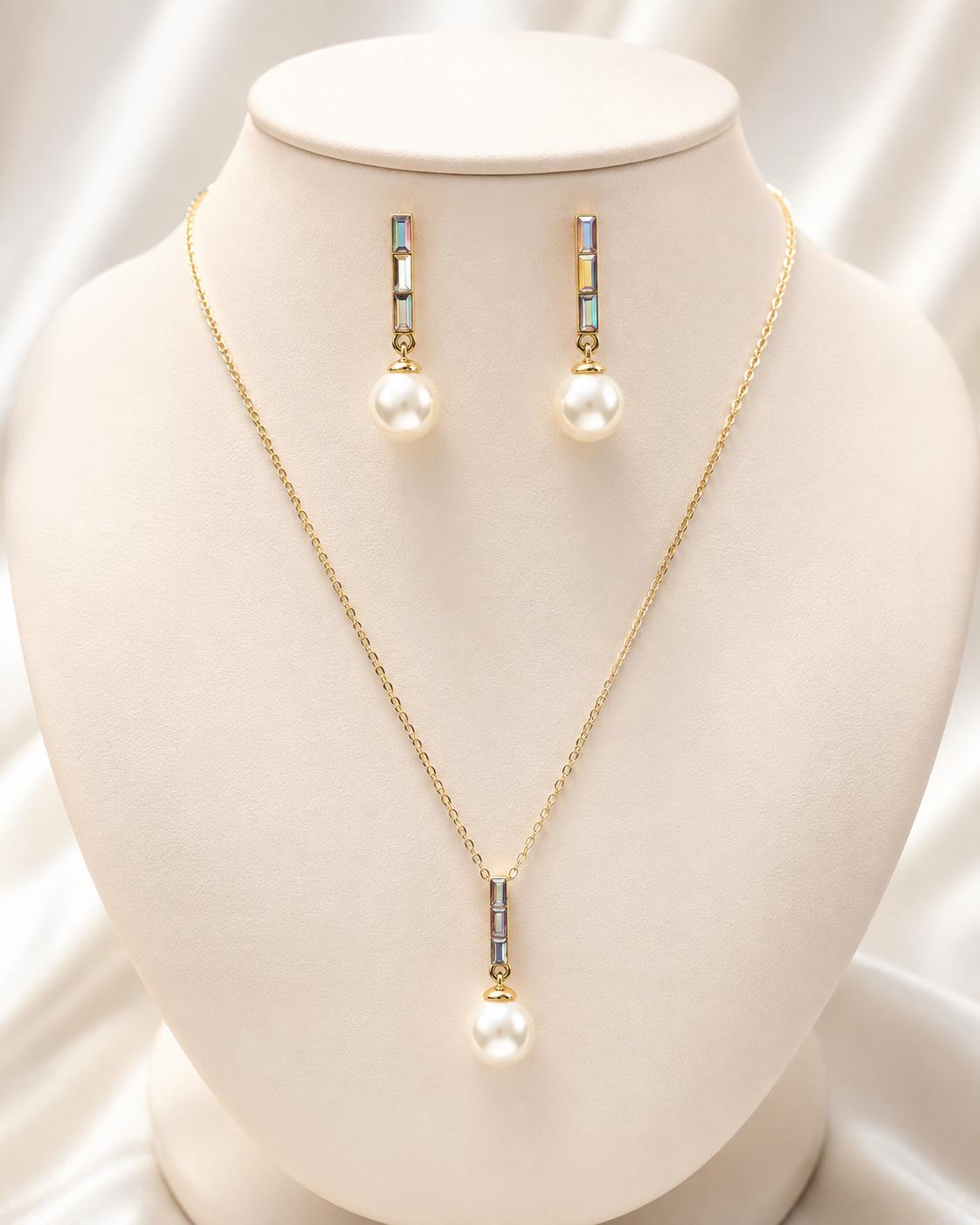NUEVO Set de Perlas elegance Laminado 14k.
