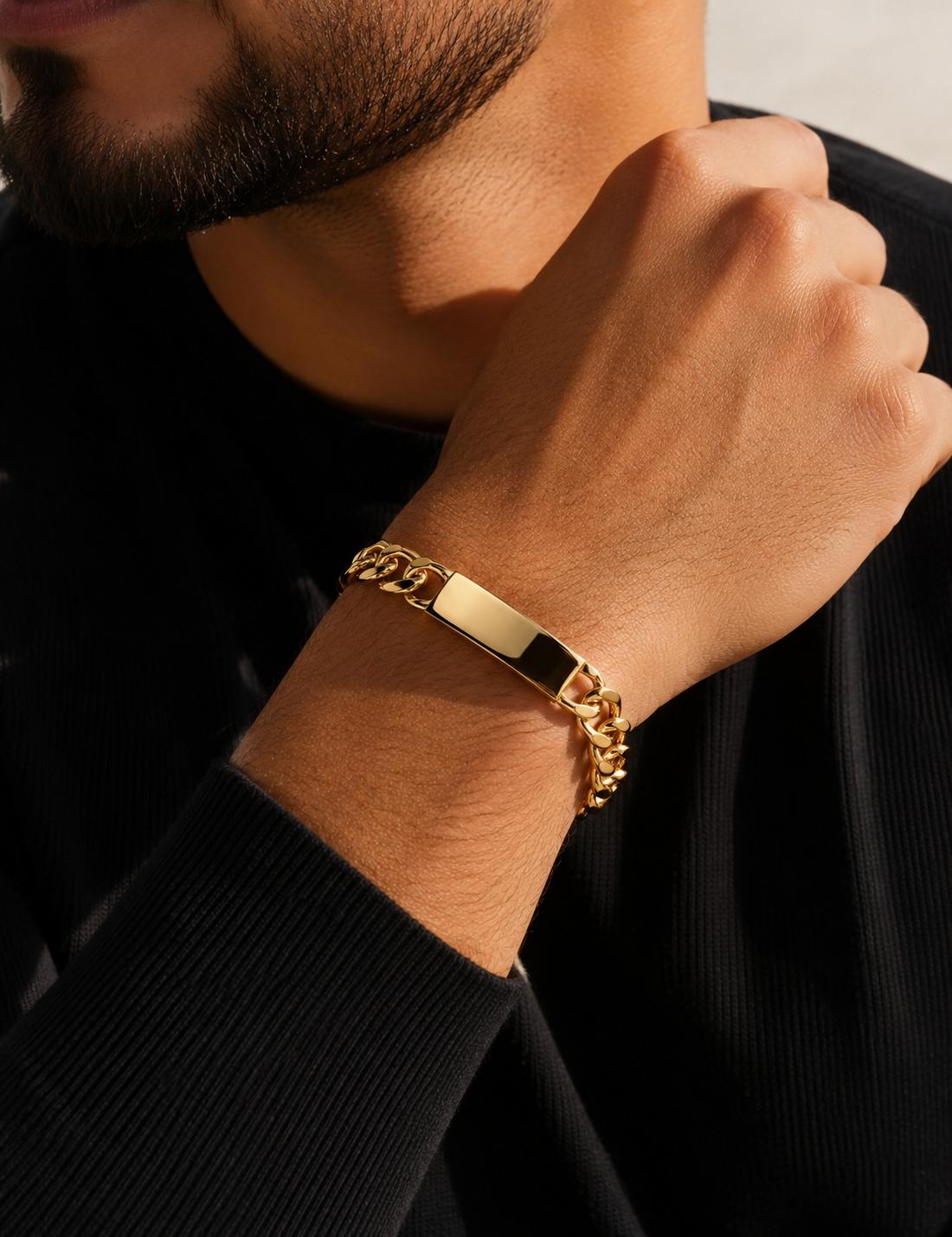 Manilla de Placa  Lisa Oro laminado14k