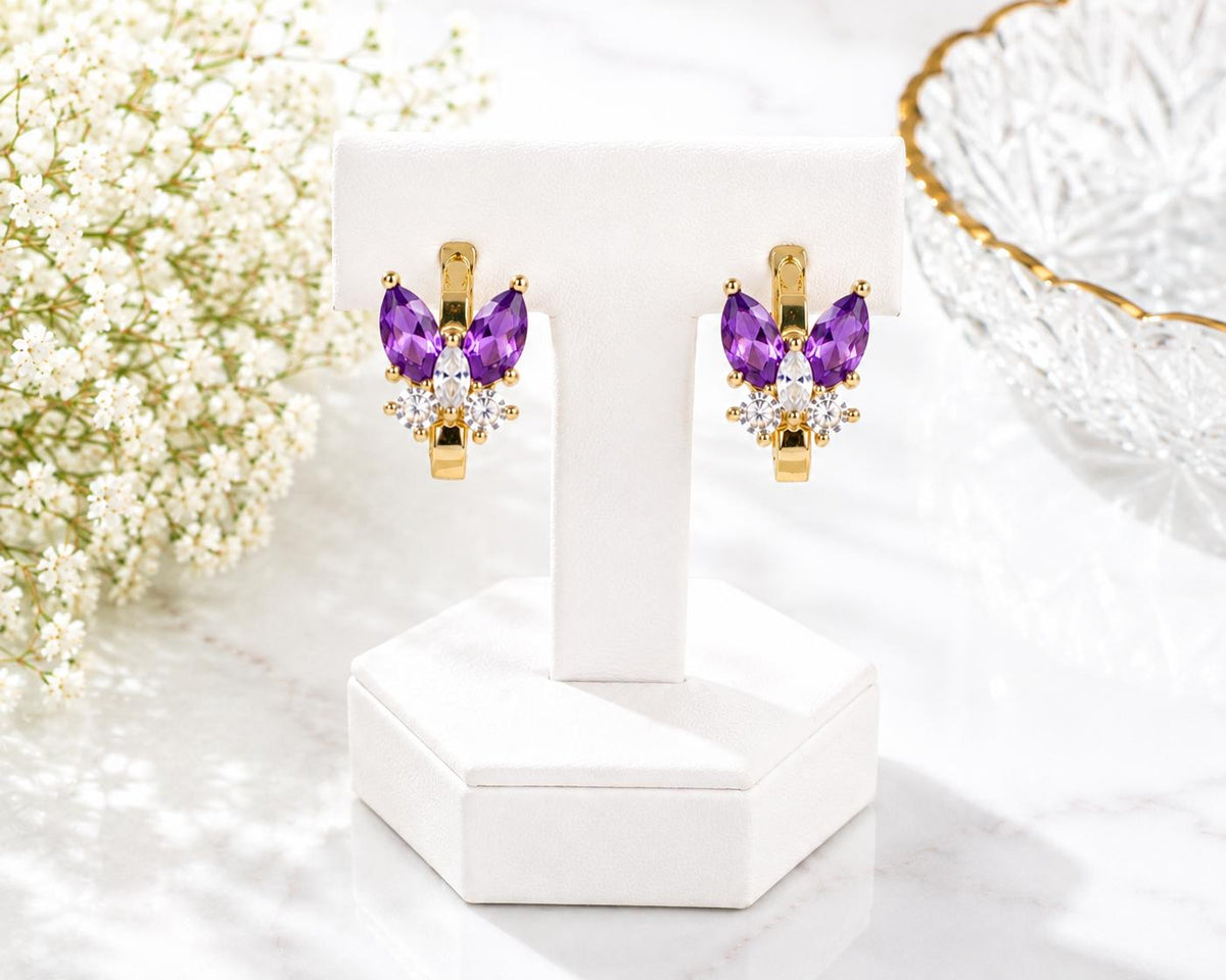 Aretes Mariposa Multicolor con Circonias – Oro Laminado 14K