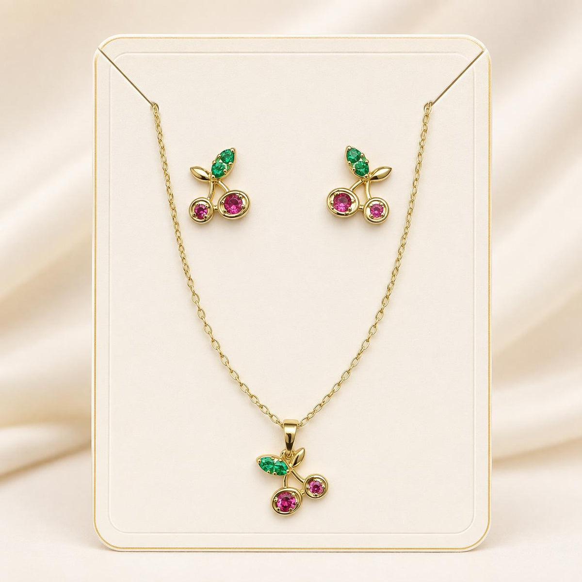 Set Cherry Oro laminado 14k